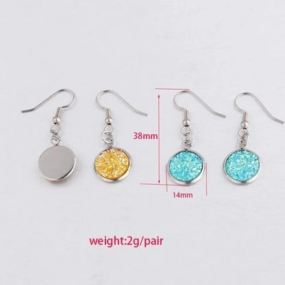 5 Pieces Minimalist Round Stainless Steel Resin Resin None Drop Earrings