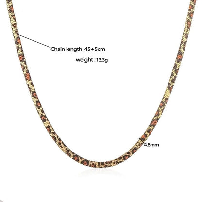Vintage Style Snake Pattern Leopard 304 Stainless Steel 18K Gold Plated Plating Bracelets Necklace Snake Chain
