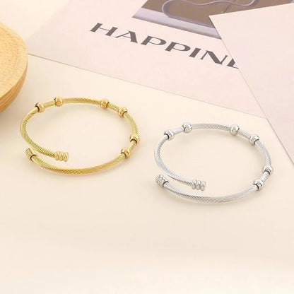Minimalist Round Stainless Steel 18K Gold Plated Bangle In Bulk
