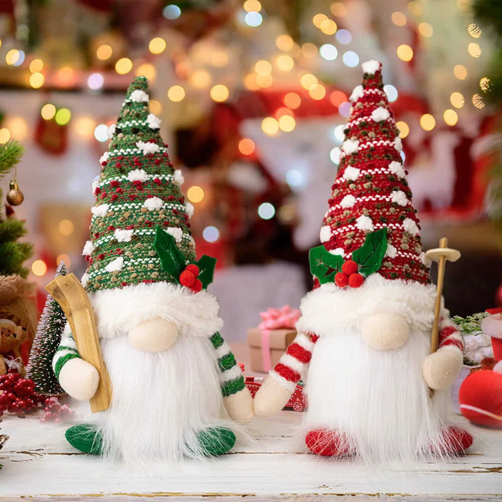 Christmas Decoration Supplies American Country Style Knitted Lighted Faceless Doll Glowing Rudolph Gnome