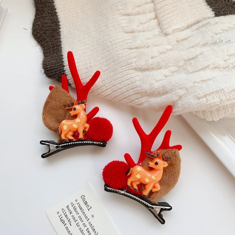 Christmas Cute Women's Christmas Tree Santa Claus Snowman Sequins Plush Hair Clip