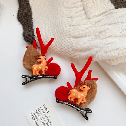 Christmas Cute Women's Christmas Tree Santa Claus Snowman Sequins Plush Hair Clip