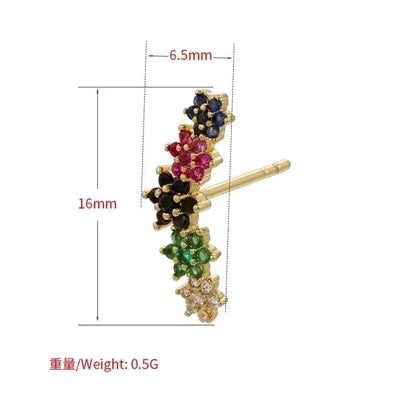 Cute Geometric Moon Flower Copper Artificial Gemstones Copper Earrings