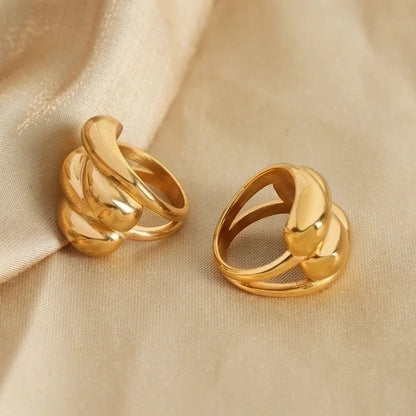 Casual Elegant Minimalist Water Droplets Titanium Steel 18K Gold Plated Plating Rings