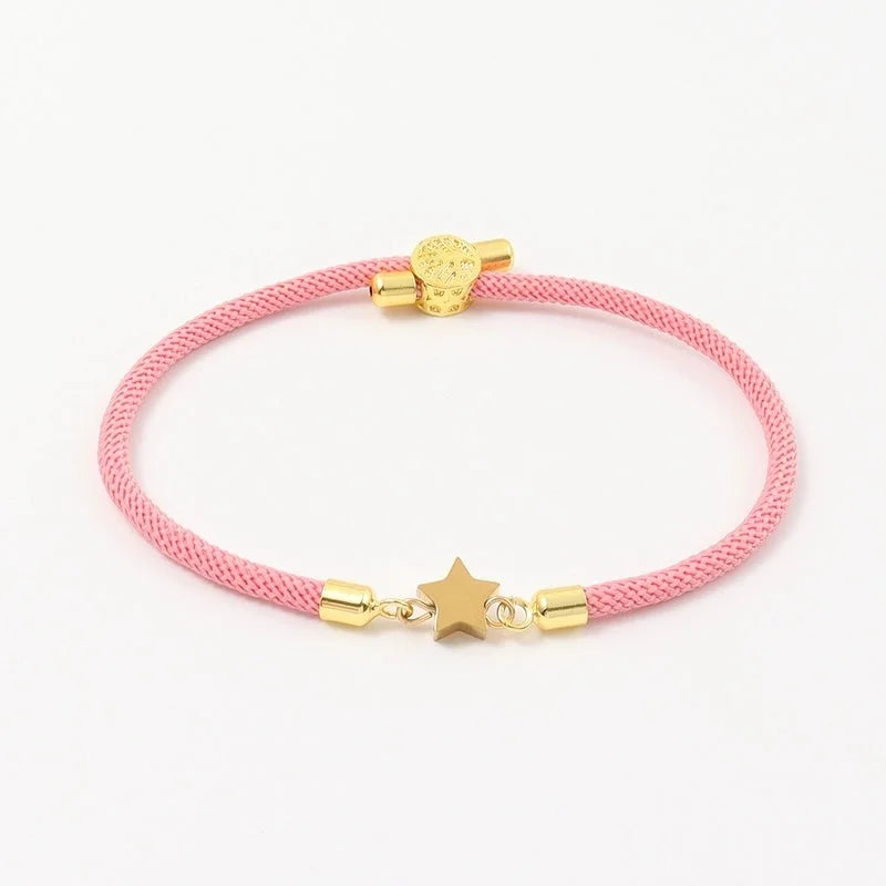 Elegant Minimalist Classic Style Star 304 Stainless Steel Nylon Twisted Rope Chain Bracelets In Bulk