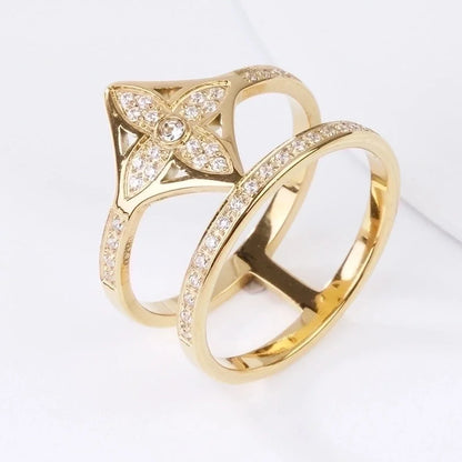 Minimalist Solid Color Titanium Steel Metal Inlay Artificial Gemstones Open Ring