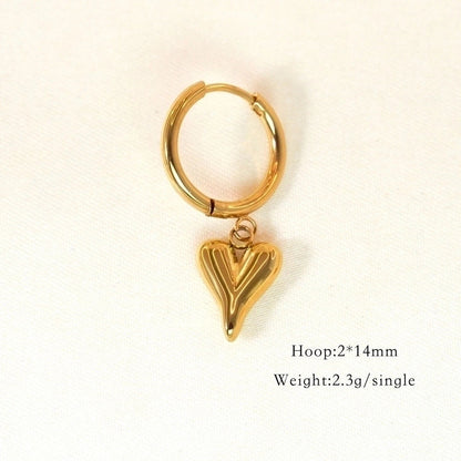 6 Pieces Minimalist Classic Style Heart Shape Plating Inlay 304 Stainless Steel Rhinestones Drop Earrings