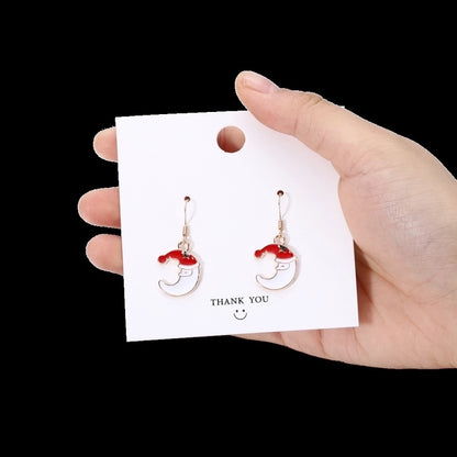 Fashion Christmas Tree Snowflake Elk Silver Plated Enamel Women's Earrings 1 Pair