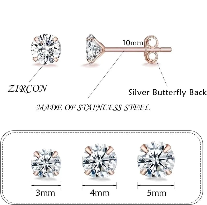 1 Set 1 Pair Minimalist Classic Style Round Plating Inlay Stainless Steel Zircon 18k Gold Plated Ear Studs
