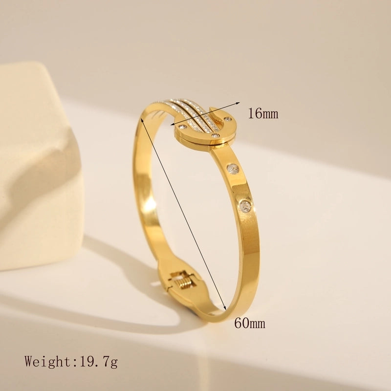 Retro Exaggerated Classic Style Cross Snake 304 Stainless Steel 18K Gold Plated Bangle In Bulk