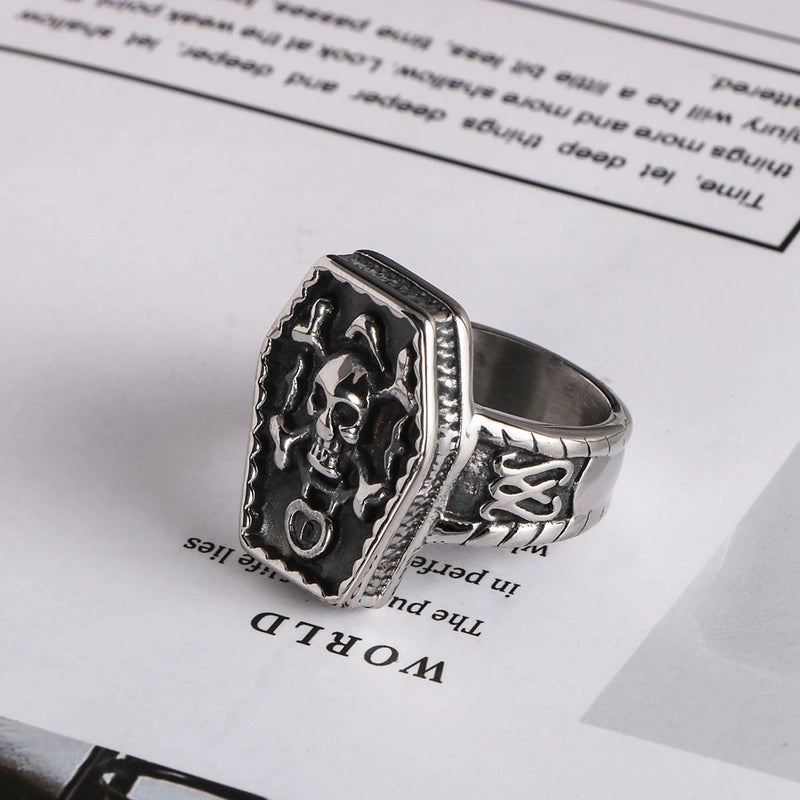 Retro Funny Punk Eye Skull 304 Stainless Steel Polishing Halloween Men's Rings