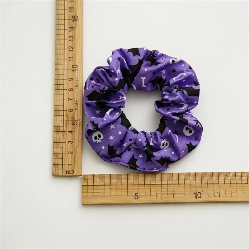 Halloween Funny Women's Skull Satin Handmade Hair Tie