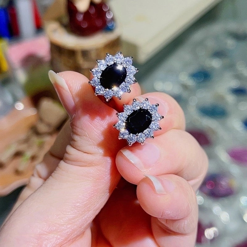 1 Pair Vintage Style Shiny Oval Plating Inlay Copper Zircon White Gold Plated Ear Clips Ear Studs