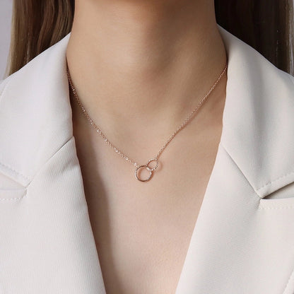 Minimalist Commute Double Ring Titanium Steel 18K Gold Plated Plating Bracelets Necklace