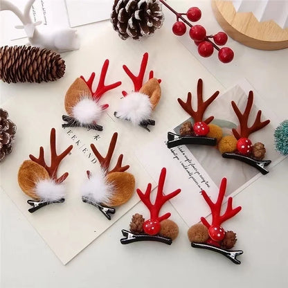 Christmas Cartoon Style Women'S Antlers Plush Plush Hair Clip