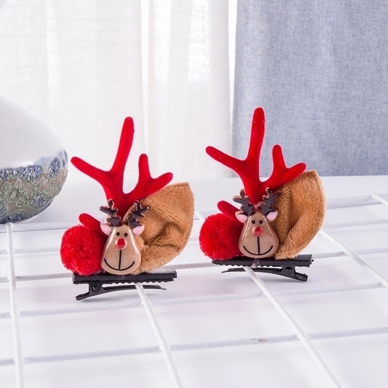 Christmas Cartoon Style Women'S Antlers Plush Plush Hair Clip