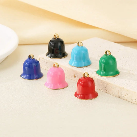 Stainless Steel Colorful Enamel Oil Drop Bell Pendant Christmas Gift Series Colorful Diy Accessories Pendant