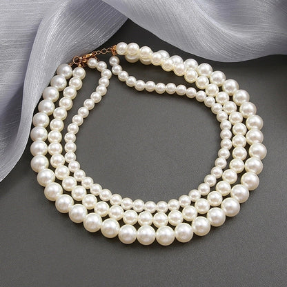 Fashion Round Artificial Pearl Women\'s Necklace 1 Piece