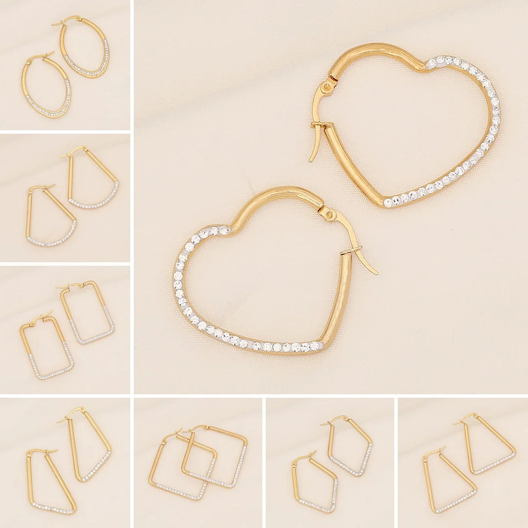 Fashion Heart Geometric Droplet Stainless Steel Electroplating Earrings