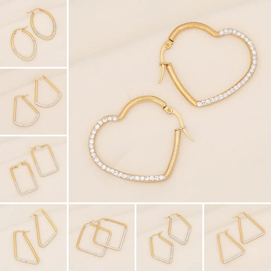 Fashion Heart Geometric Droplet Stainless Steel Electroplating Earrings