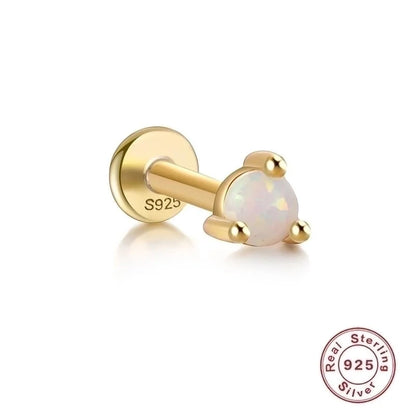 1 Piece Ear Cartilage Rings & Studs Fashion Square Water Droplets Paw Print Silver Inlay Zircon