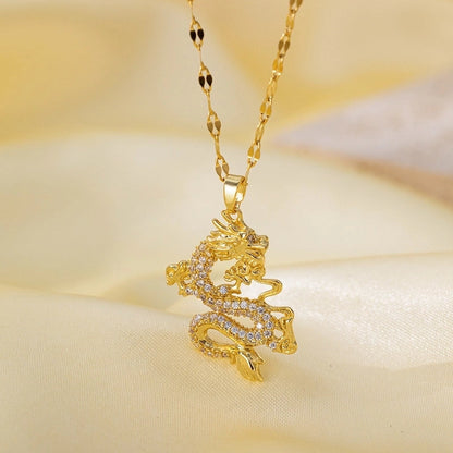 Titanium Steel Copper Plating Heart Shape Flower Bow Knot Pendant Necklace