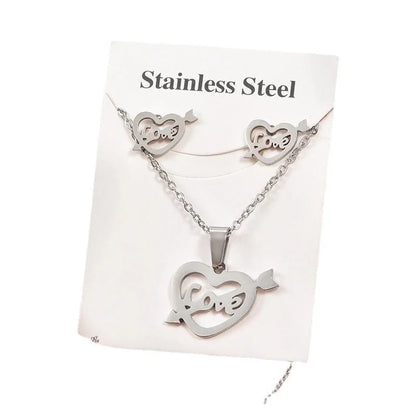 Minimalist Tortoise Star Heart Shape Stainless Steel Hollow Out Earrings Necklace 1 Set