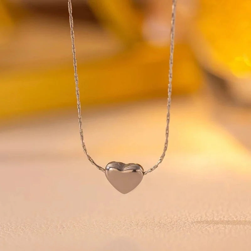 Princess Classic Style Heart Shape 304 Stainless Steel 18K Gold Plated Pendant Necklace