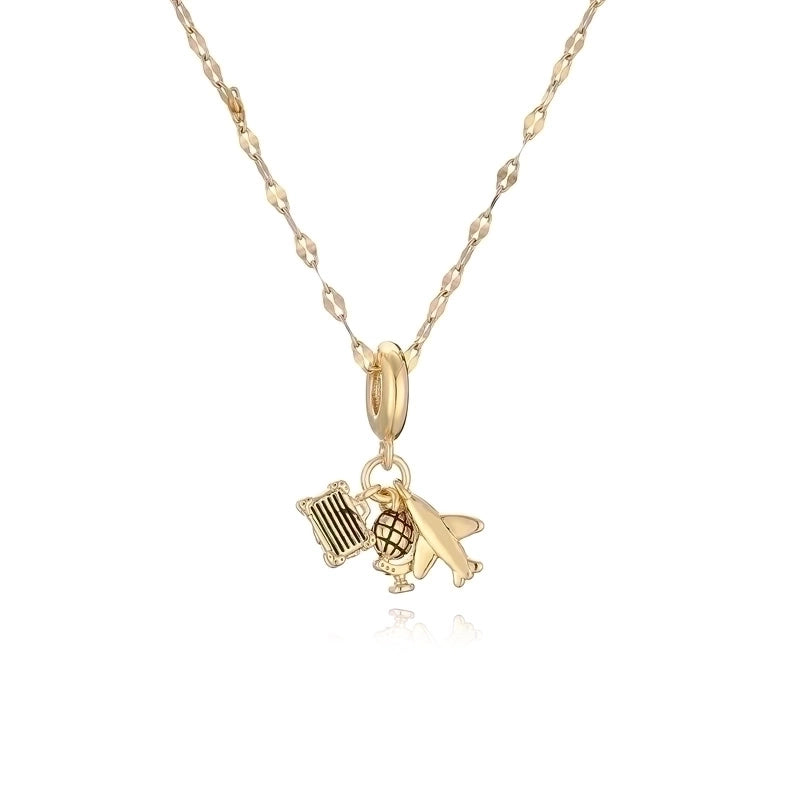 Ig Style Minimalist Animal Key Copper Plating Inlay Zircon Gold Plated Pendant Necklace