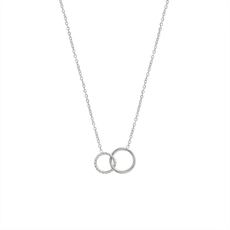 Minimalist Commute Double Ring Titanium Steel 18K Gold Plated Plating Bracelets Necklace