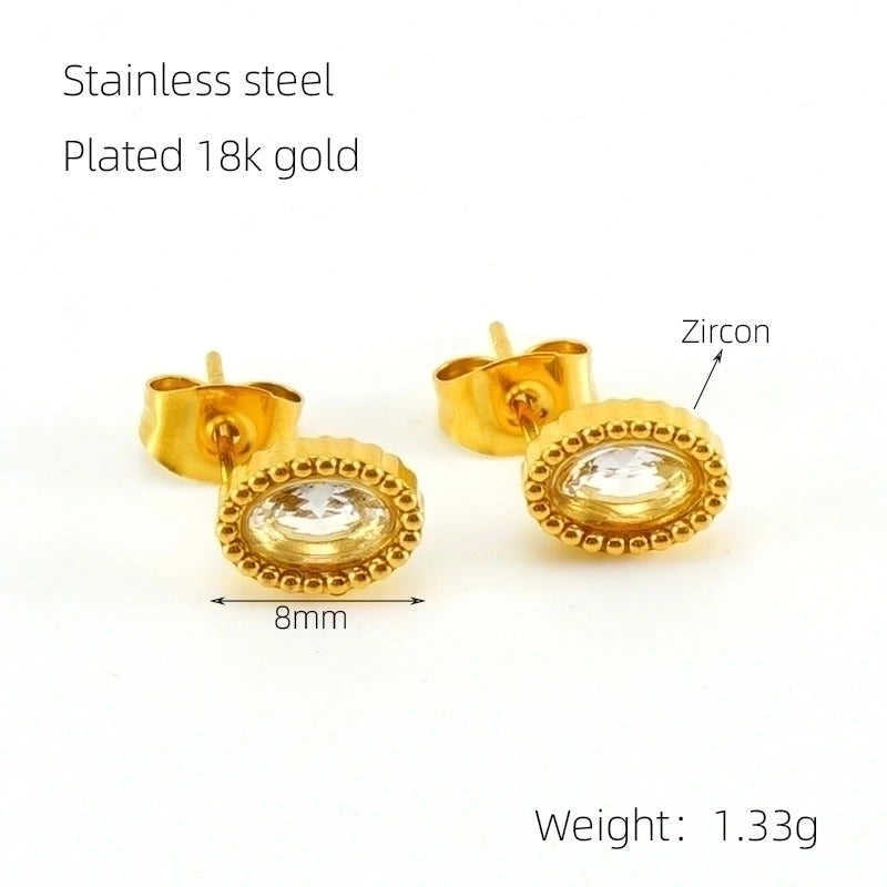 1 Pair Glam Retro Heart Shape Plating Inlay 304 Stainless Steel Rhinestones 18K Gold Plated Drop Earrings