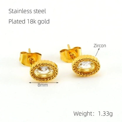1 Pair Glam Retro Heart Shape Plating Inlay 304 Stainless Steel Rhinestones 18K Gold Plated Drop Earrings