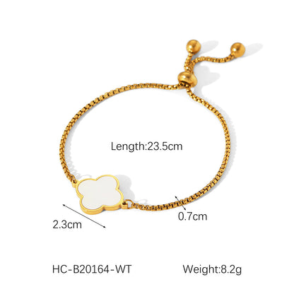 IG Style Women Chain Four-leaf Clover Flower Geometric Stainless Steel Electroplating Bracelets