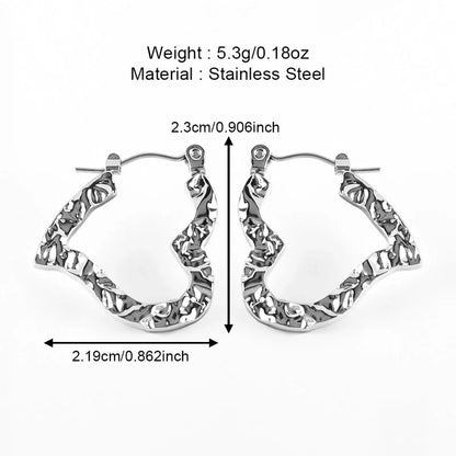 1 Pair Casual Minimalist U Shape Heart Shape Solid Color Polishing 304 Stainless Steel Earrings