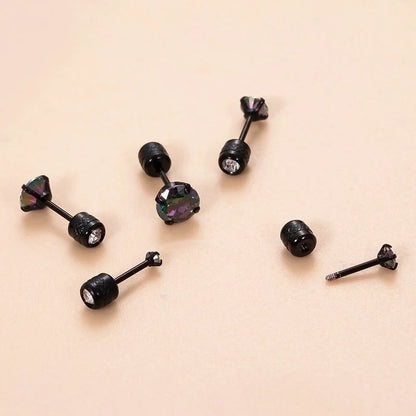 1 Piece Ear Cartilage Rings & Studs Vintage Style Cool Style Shiny Geometric 316L Stainless Steel Plating Inlay Zircon