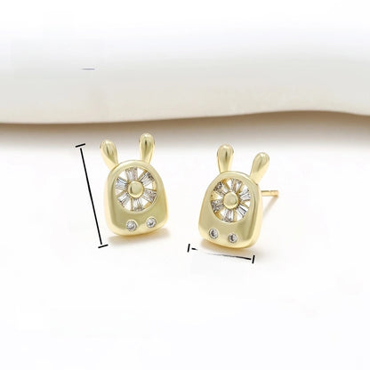 1 Pair XUPING Sweet Geometric Leaves Inlay Copper Artificial Gemstones 18K Gold Plated Ear Studs