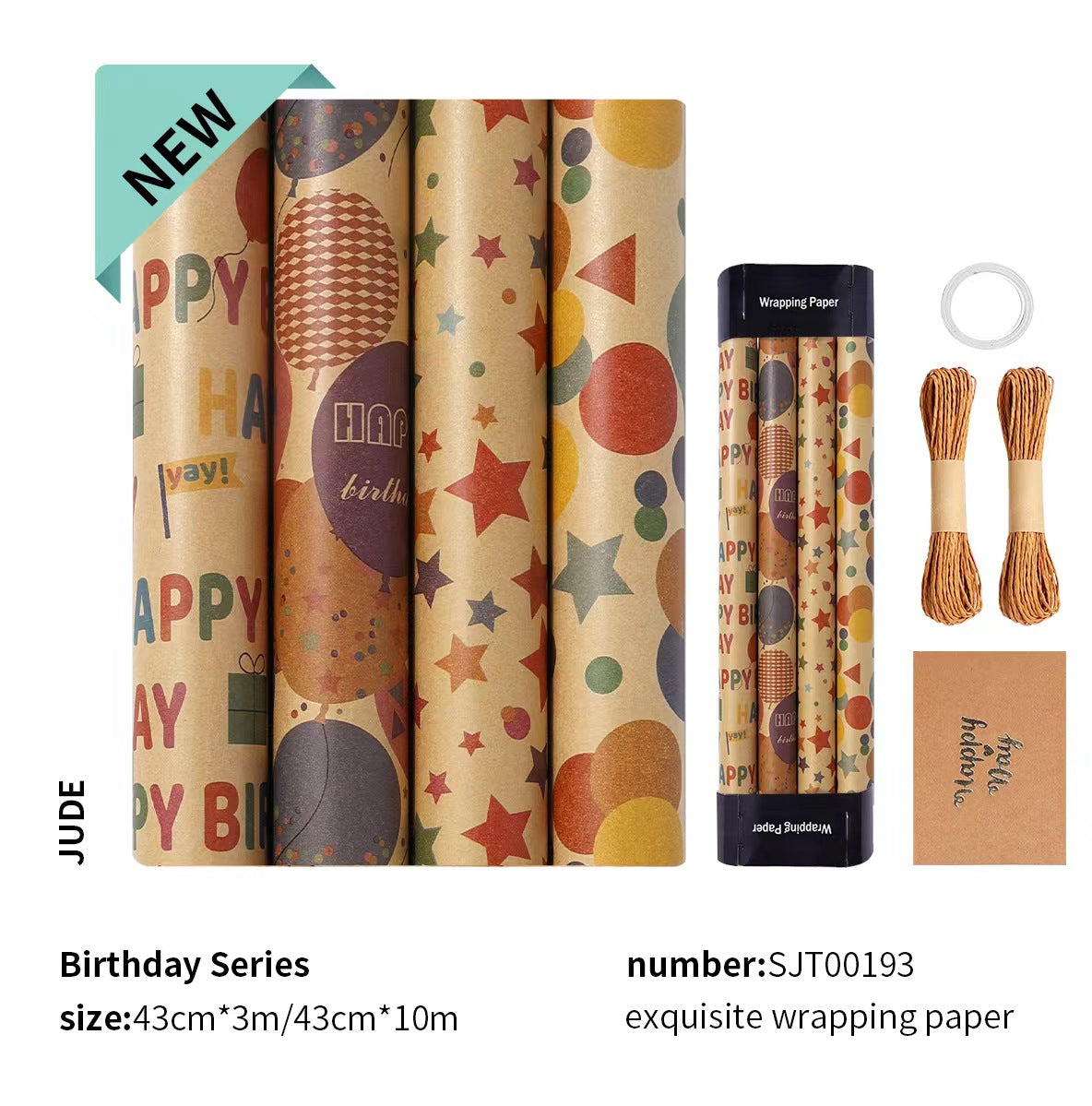 Gift Wrapping Paper Happy Birthday Valentine's Day Vintage Yellow Kraft Gift Box Christmas Large Size Roll Paper Bouquet