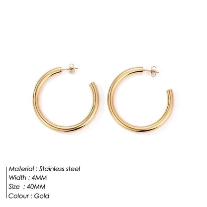 Fashion Geometric Stainless Steel No Inlaid 14K Gold Plated Earrings
