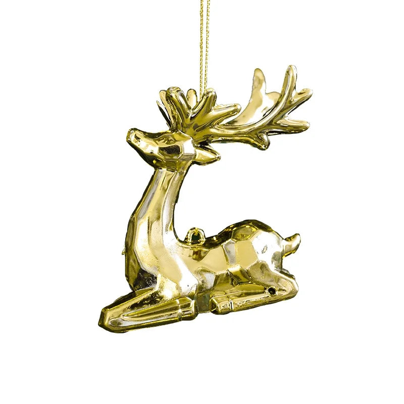 Christmas Elegant Lady Pastoral Star Elk Plastic Holiday Banquet Hanging Ornaments Decorations Hanging Ornaments