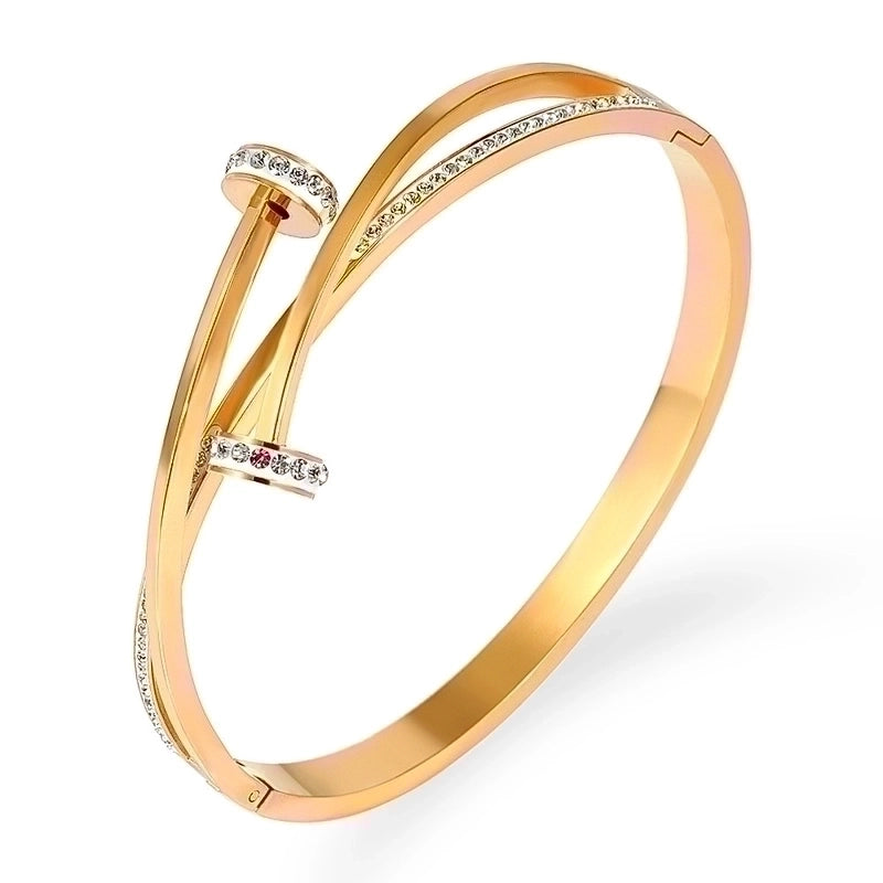 Minimalist Commute Nail Titanium Steel Plating Inlay Bangle