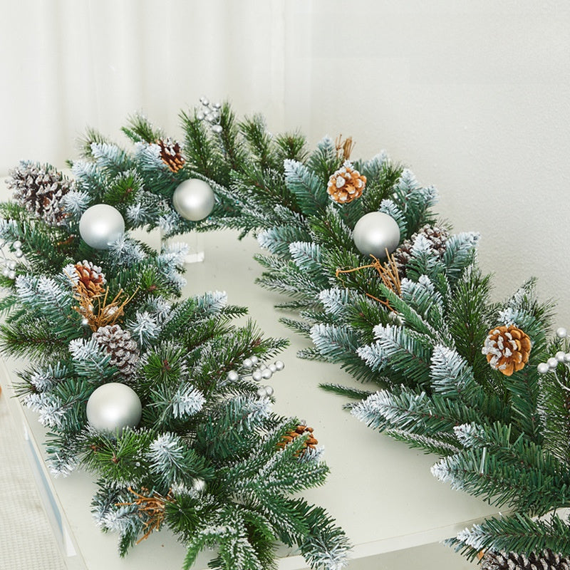 Christmas Decorative Dense Flocked Snowflake Vine Hotel Mall Window Display Doorway Stair Handrail Arrangement