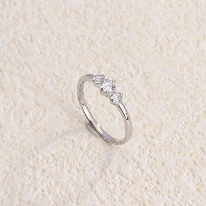 Retro Water Droplets Titanium Steel Inlay Artificial Diamond Rings