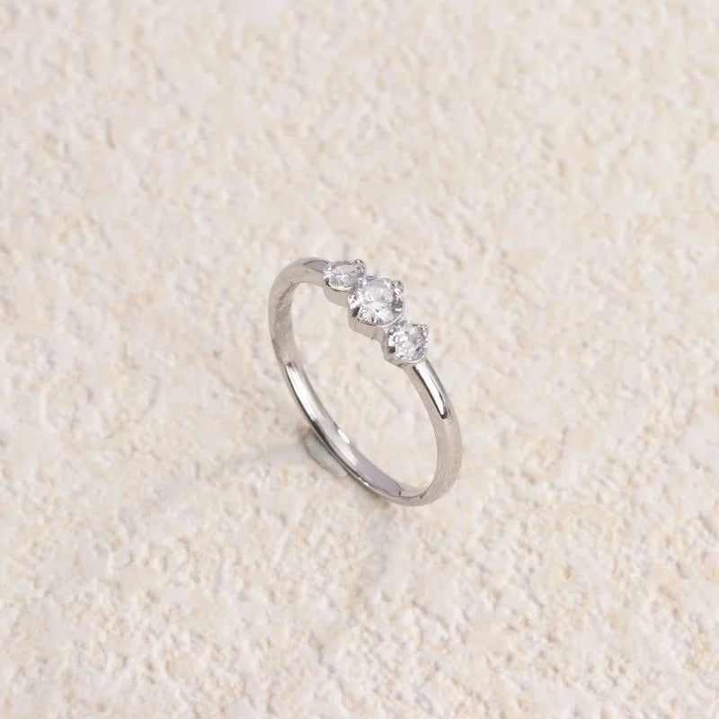 Retro Water Droplets Titanium Steel Inlay Artificial Diamond Rings