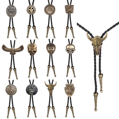 Punk Classic Style Star Cattle Skull Alloy Leather Rope Halloween Unisex Bolo Ties