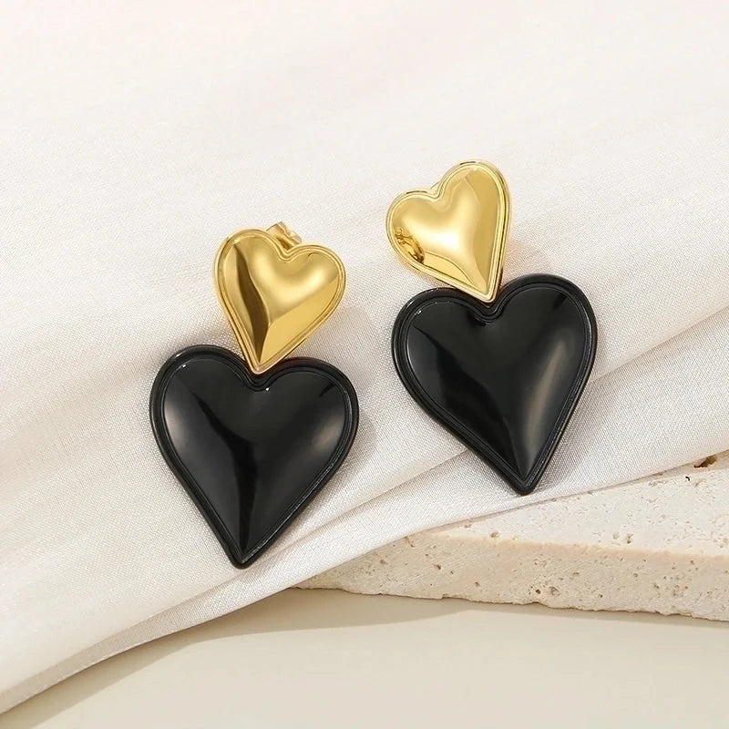 1 Pair Minimalist Classic Style Solid Color Stainless Steel 18K Gold Plated Drop Earrings