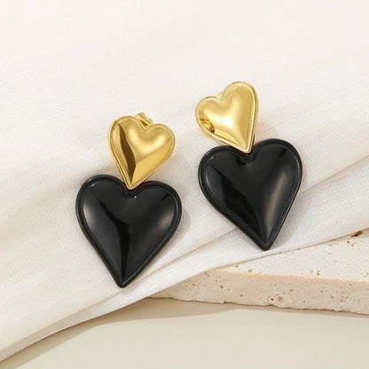 1 Pair Minimalist Classic Style Solid Color Stainless Steel 18K Gold Plated Drop Earrings