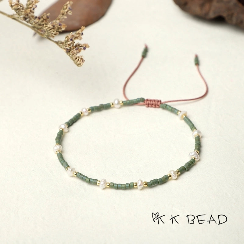 1 Piece Minimalist Color Block Freshwater Pearl Glass Beaded Bracelets