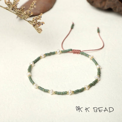 1 Piece Minimalist Color Block Freshwater Pearl Glass Beaded Bracelets