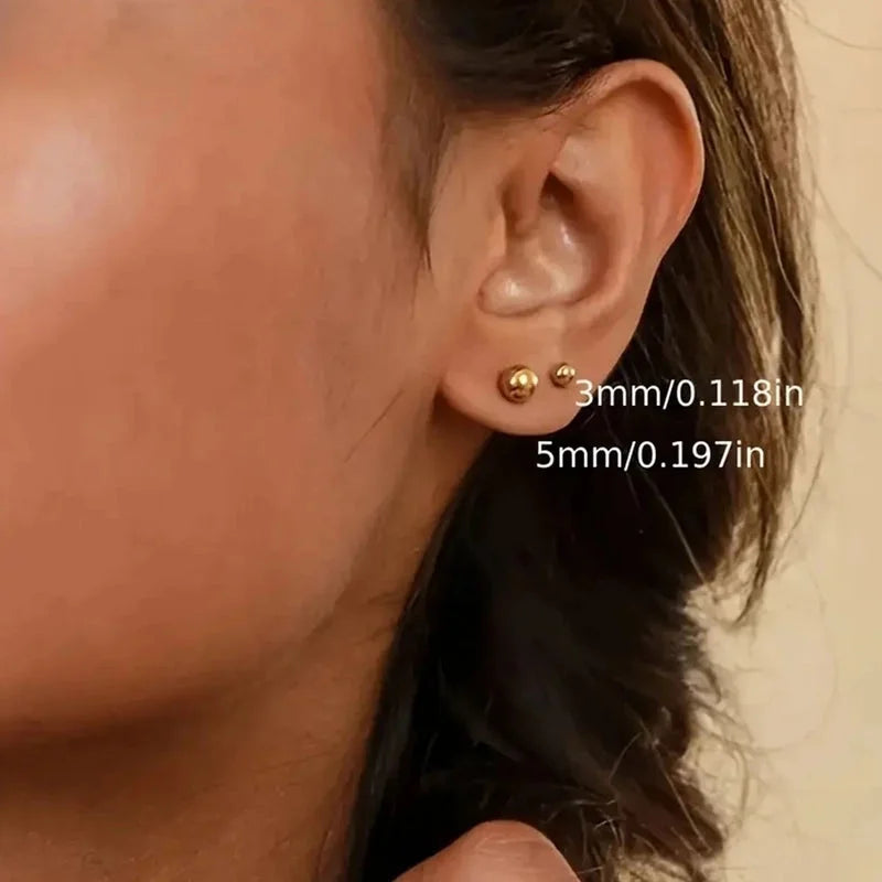 1 Pair Minimalist Round 304 Stainless Steel 18K Gold Plated Ear Studs