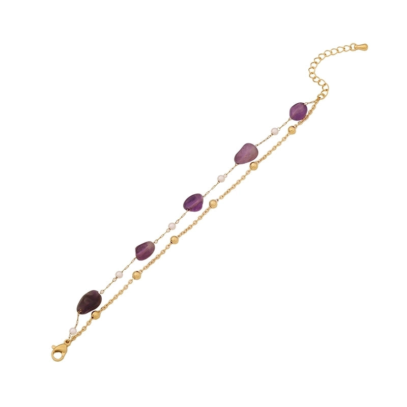 Beach Minimalist Shell 304 Stainless Steel Natural Stone 18K Gold Plated Bracelets In Bulk